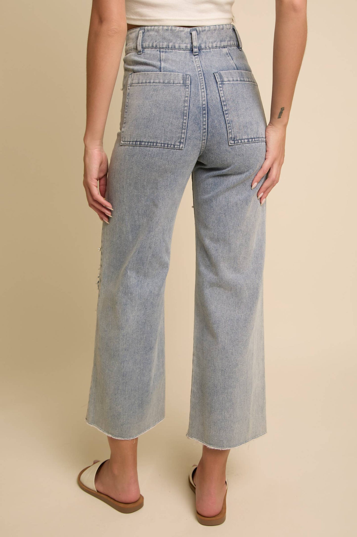 Pearl Trim Straight Leg Pants