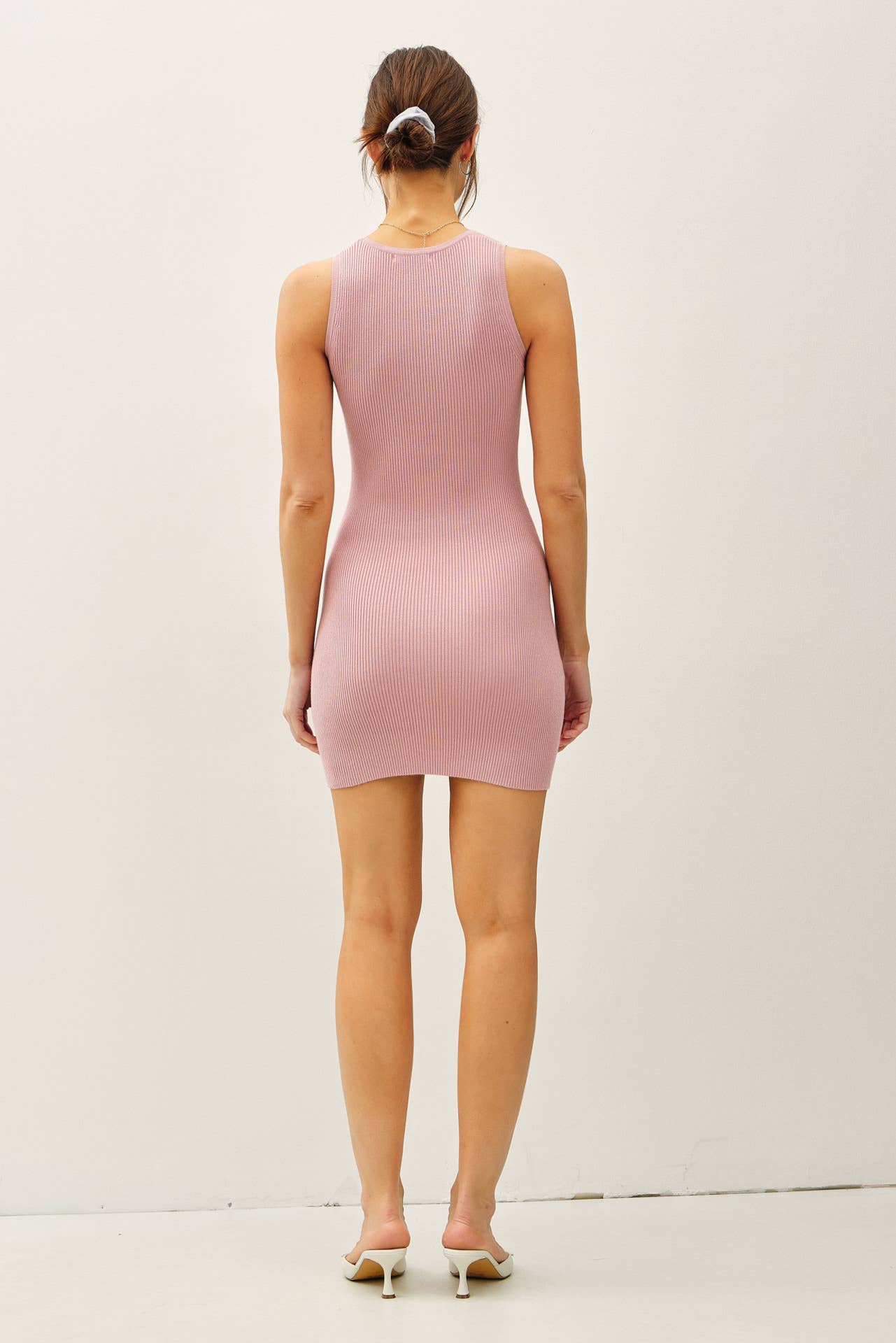 RIBBED ROUND NECK SWAEATER TANK DRESS