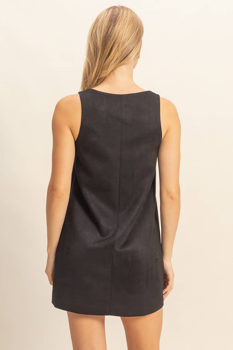 Suede Shift Dress With Minimalist Design