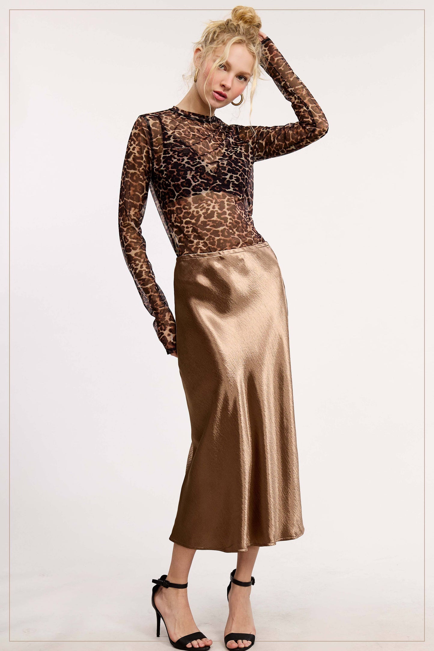 JBP4222-High-Waisted Midi Length Satin Effect Solid Skirt