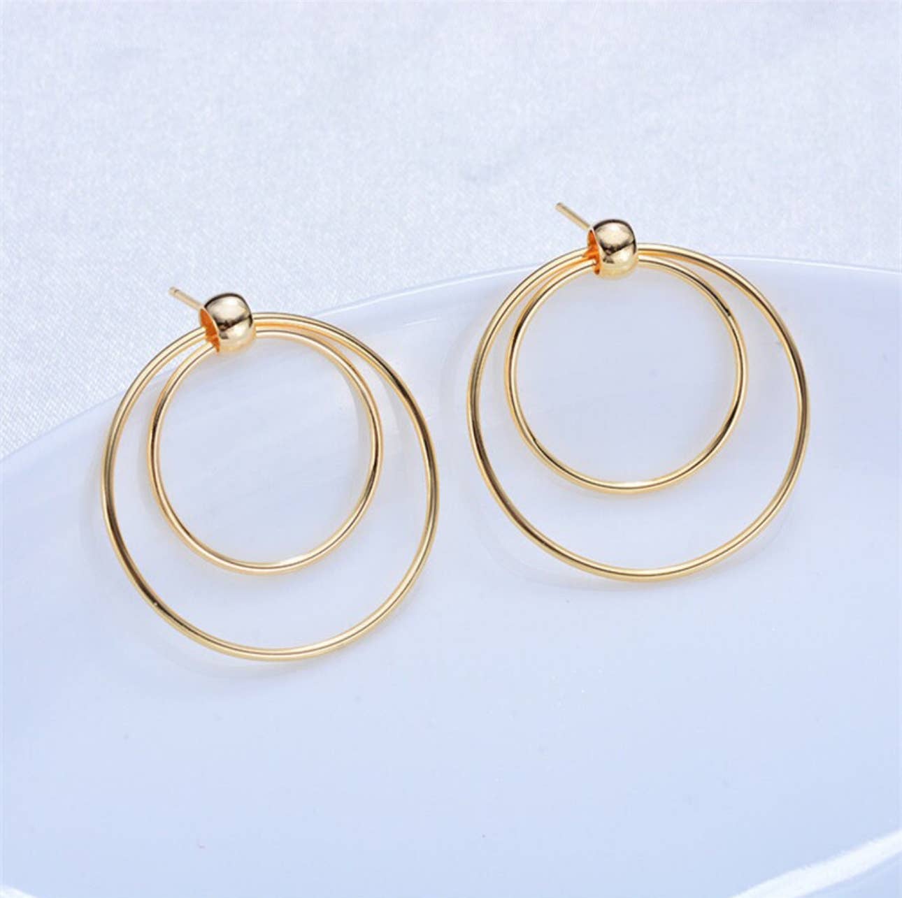Scottie gold plated hoop studs-hypoallergenic-non tarnish
