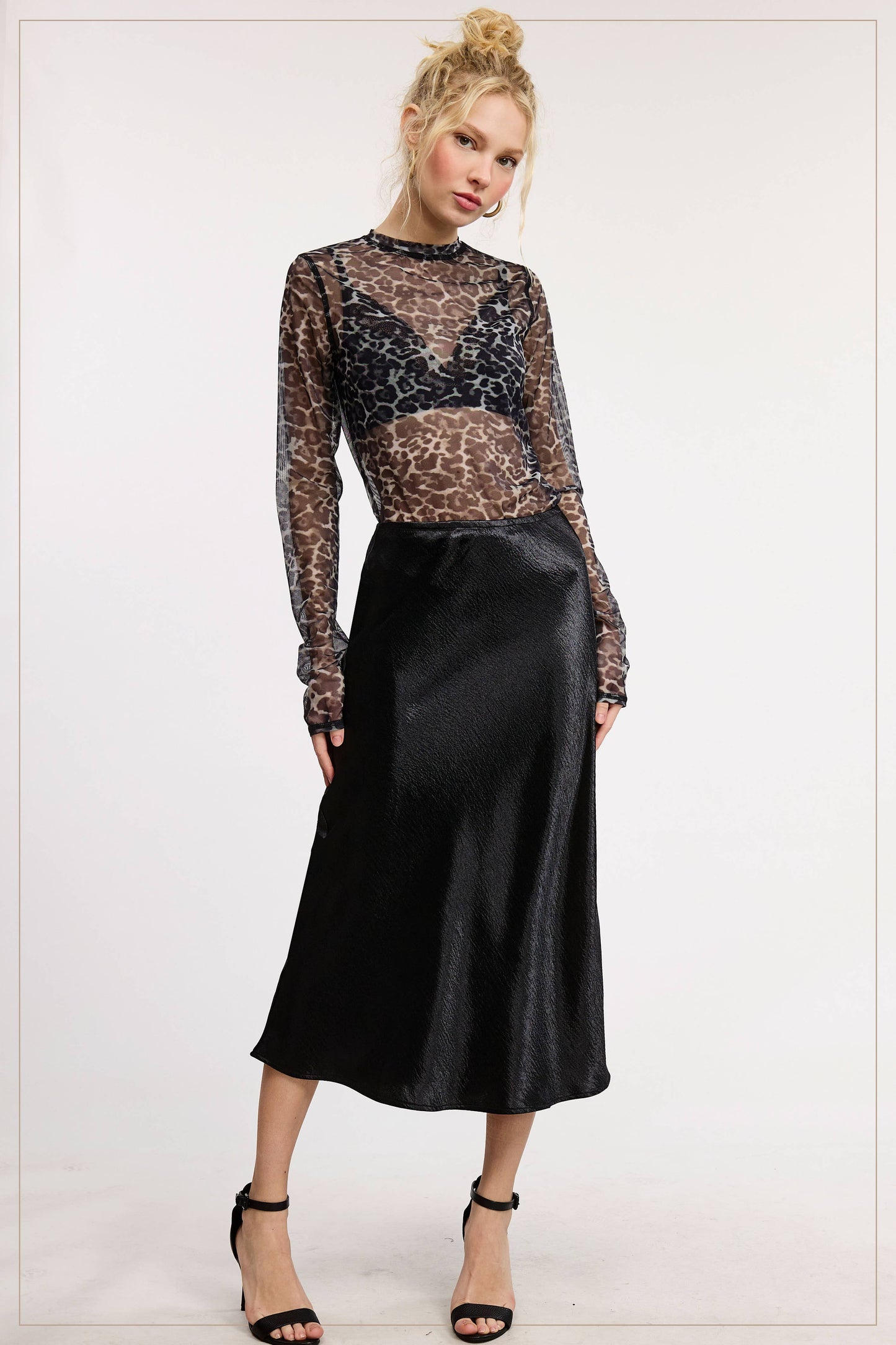 JBP4222-High-Waisted Midi Length Satin Effect Solid Skirt