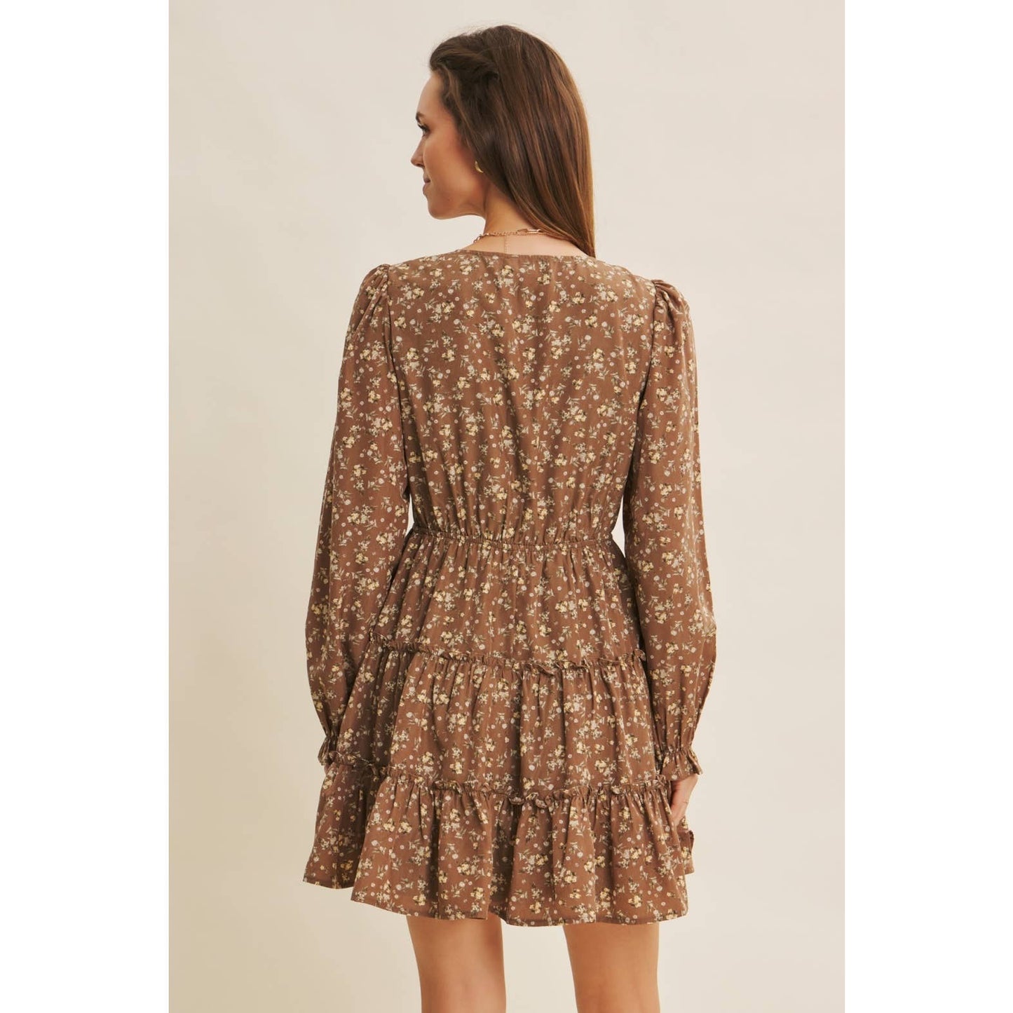 ROMANTIC FLORAL WRAP  DRESS WITH TIERED RUFFLES