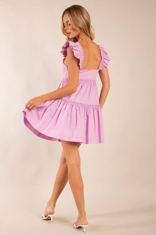 Lilac Tiered Dress with Ruffle Straps