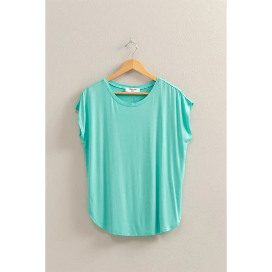 Dolman Sleeve Top with Round Neck Green