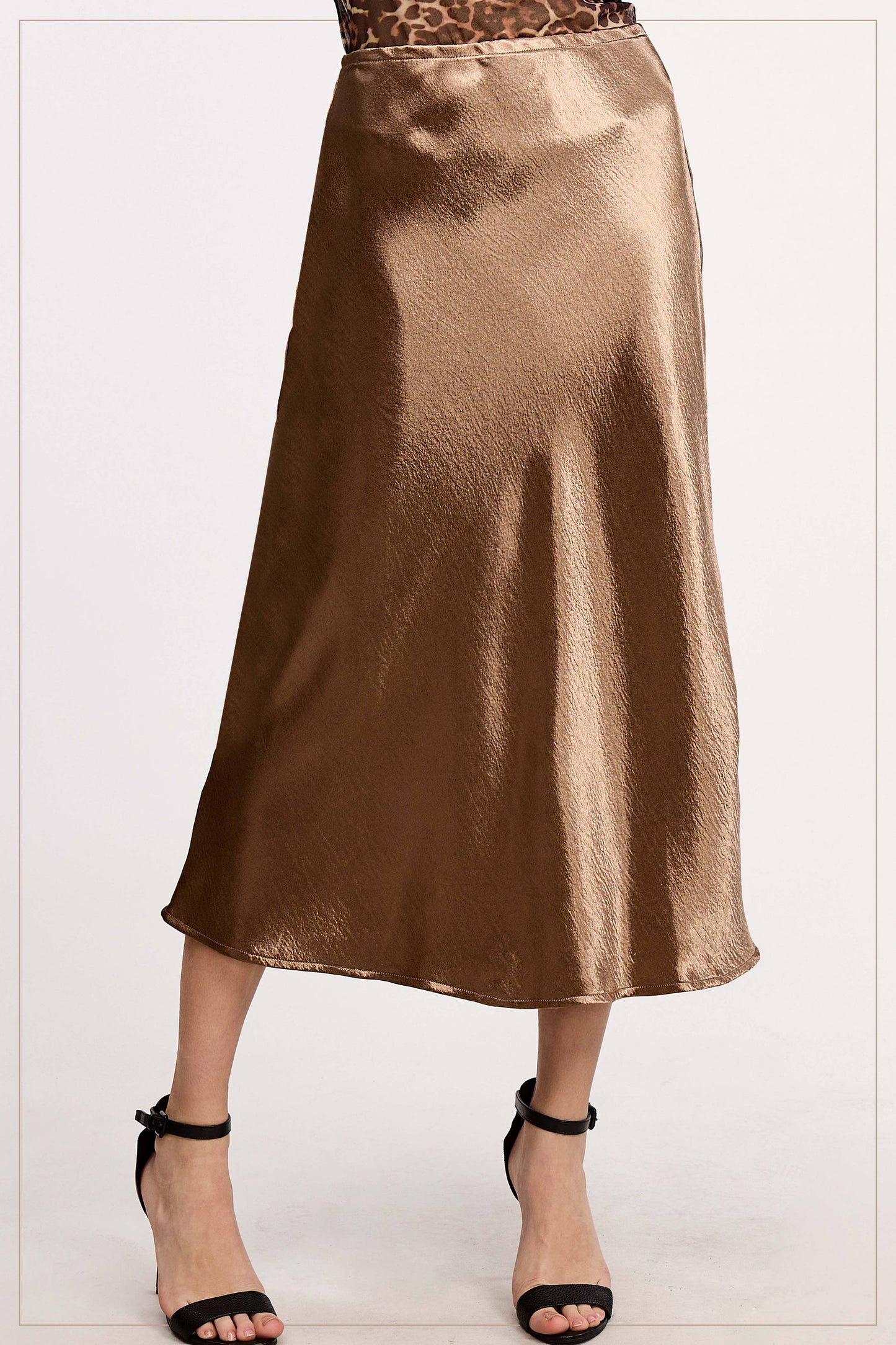 JBP4222-High-Waisted Midi Length Satin Effect Solid Skirt