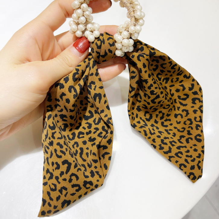 Pearl Hair Tie With Silky Bow - 4 pack