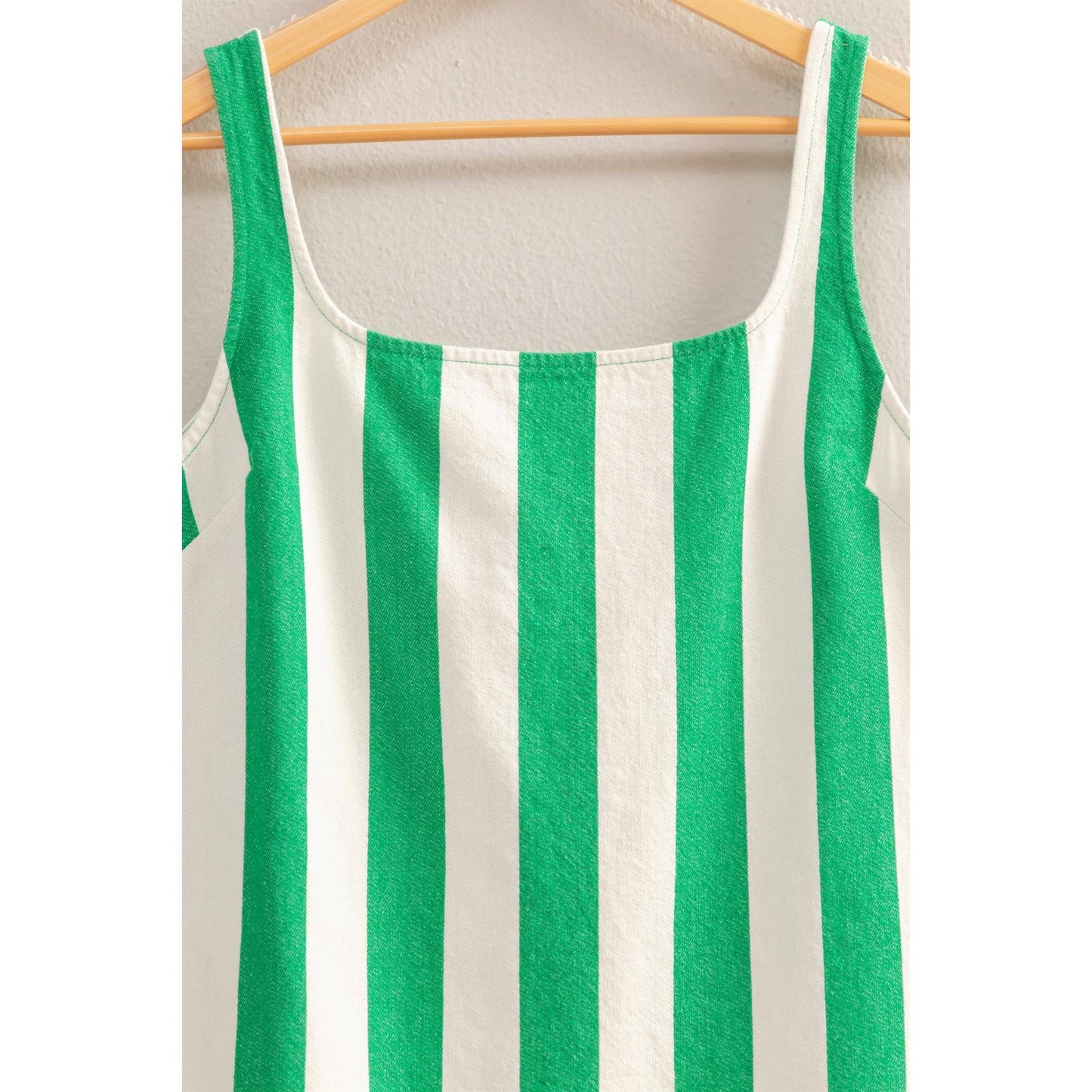 DZ25E182-Striped Square Neck Woven Mini Dress