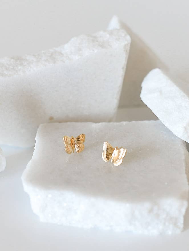 The Eva butterfly 18k gold plated stud earrings
