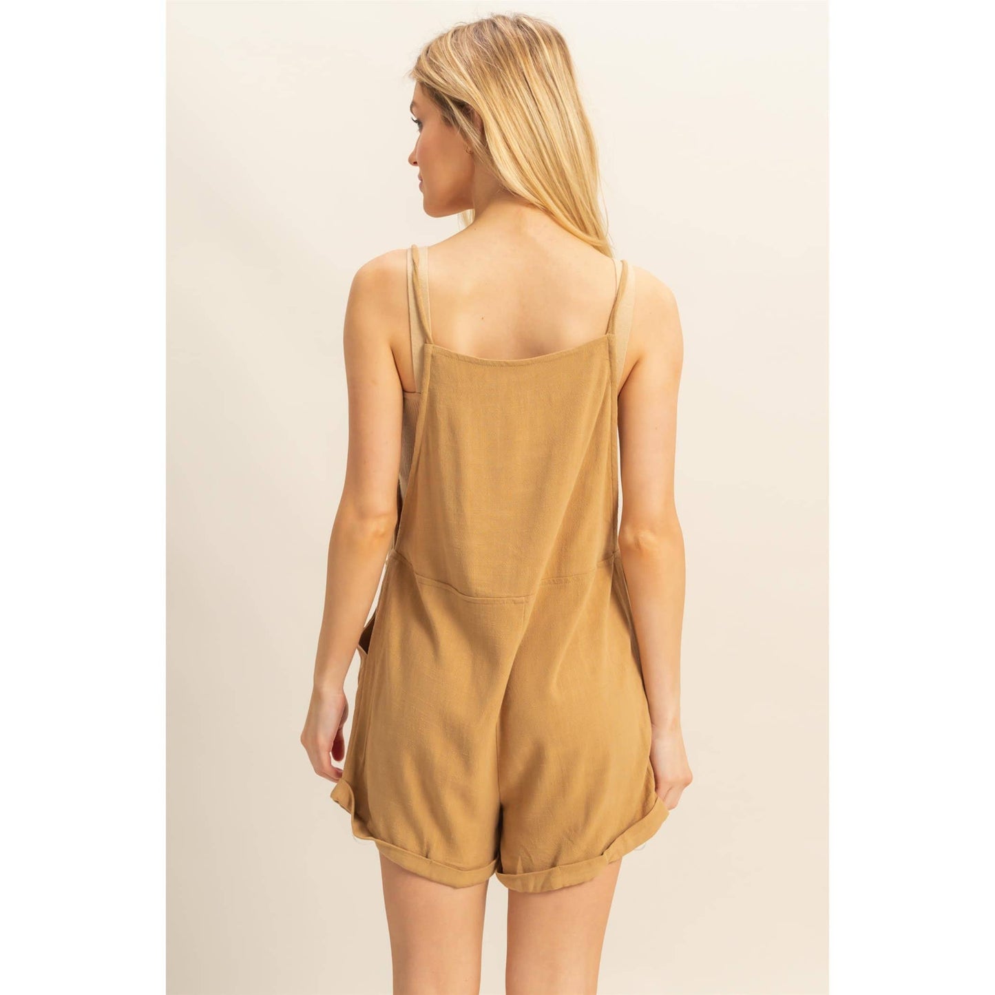 HF25C823-Rayon Linen Self Tie Straps Romper