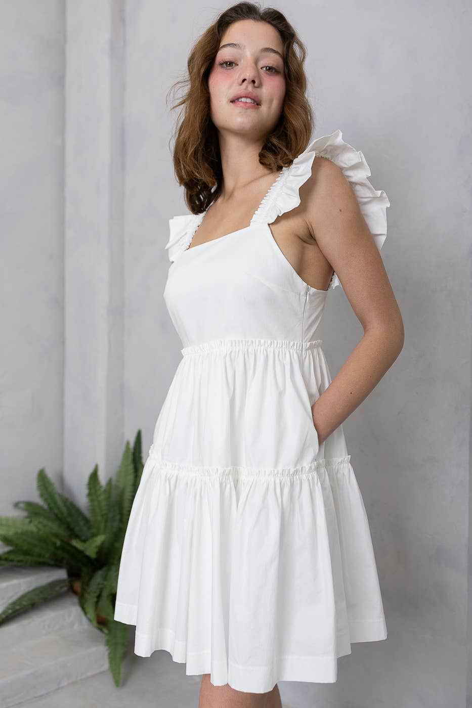 Lilac Tiered Dress with Ruffle Straps