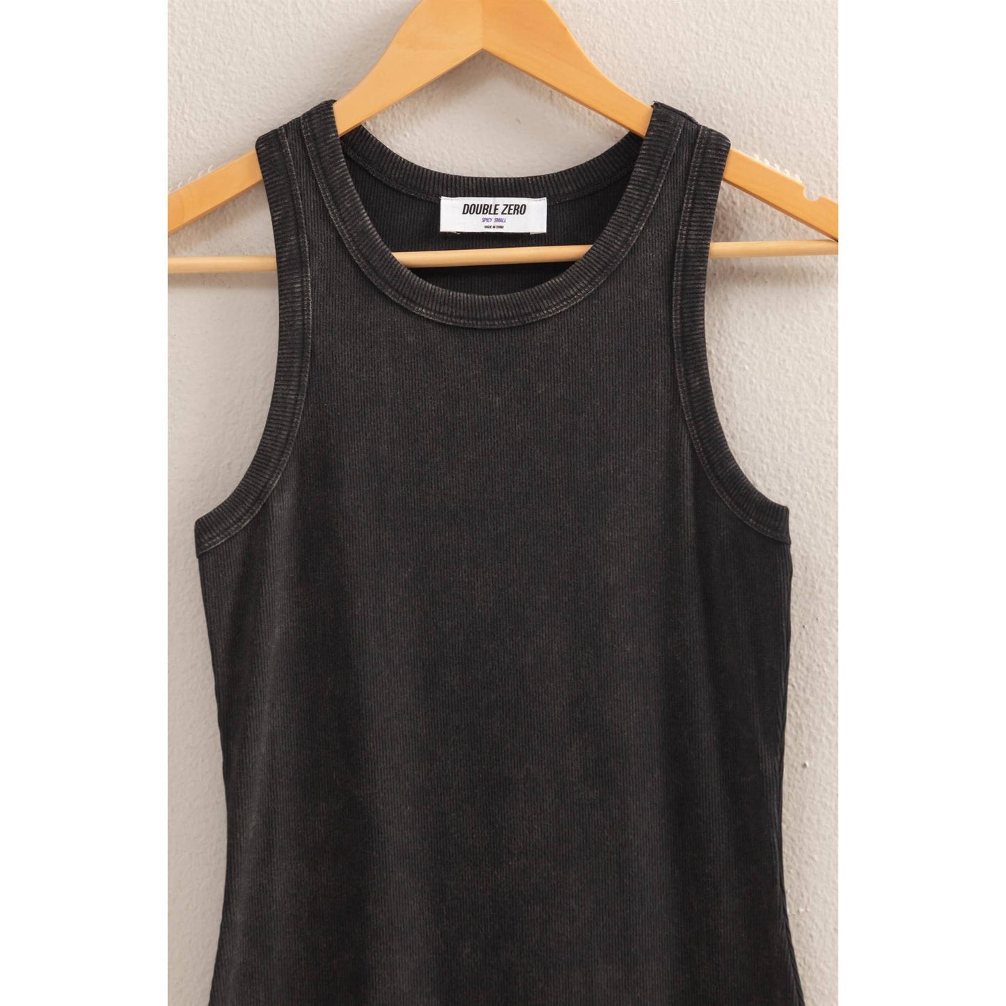 Acid Washed Ribbed Midi Tank Dress