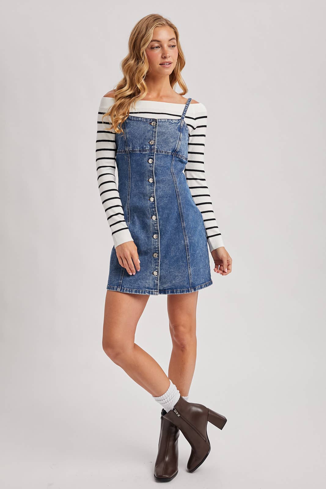 DENIM BUTTON DOWN MINI DRESS