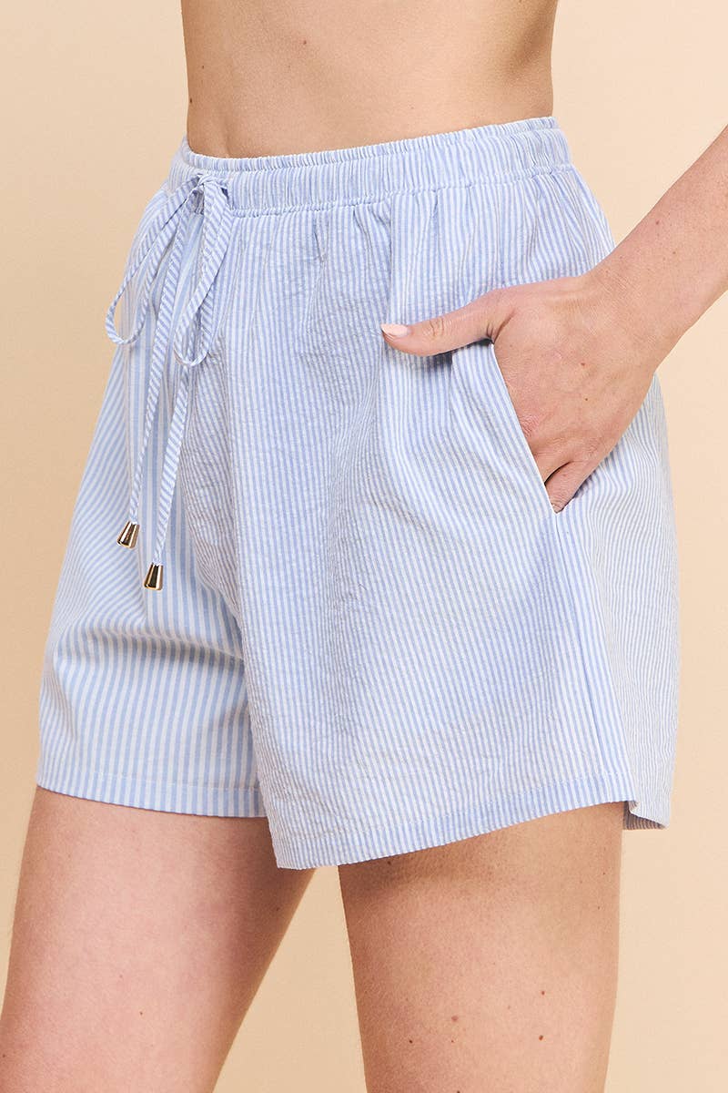 Twine Stripe Cotton Blend Shorts