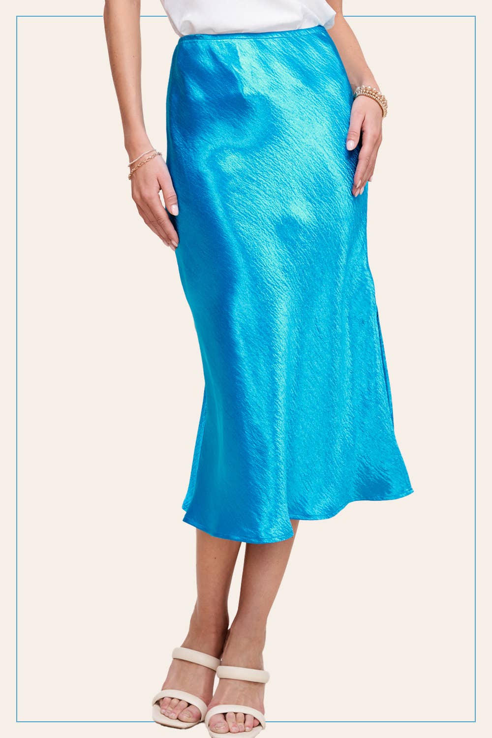 JBP4222-High-Waisted Midi Length Satin Effect Solid Skirt