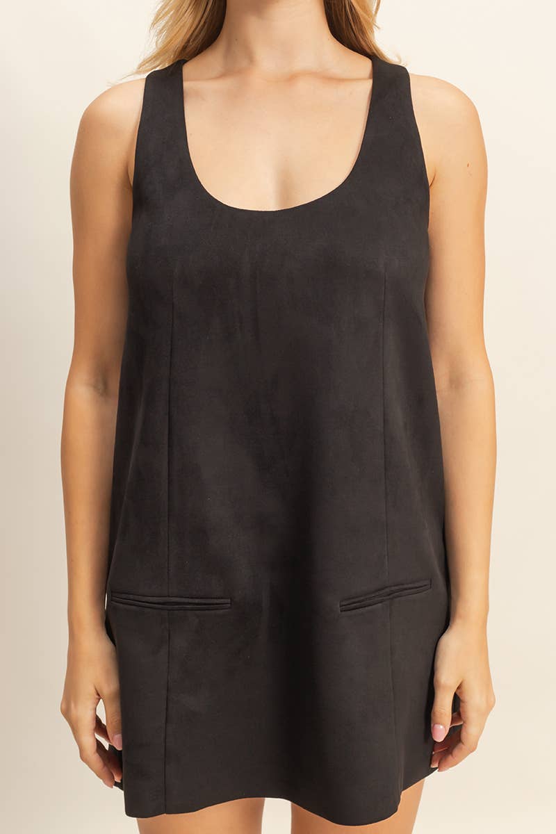 Suede Shift Dress With Minimalist Design