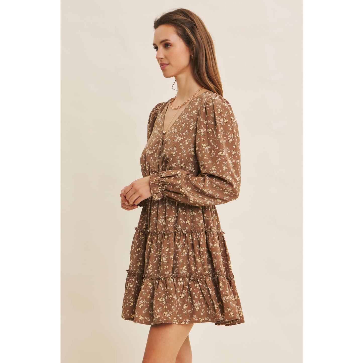 ROMANTIC FLORAL WRAP  DRESS WITH TIERED RUFFLES