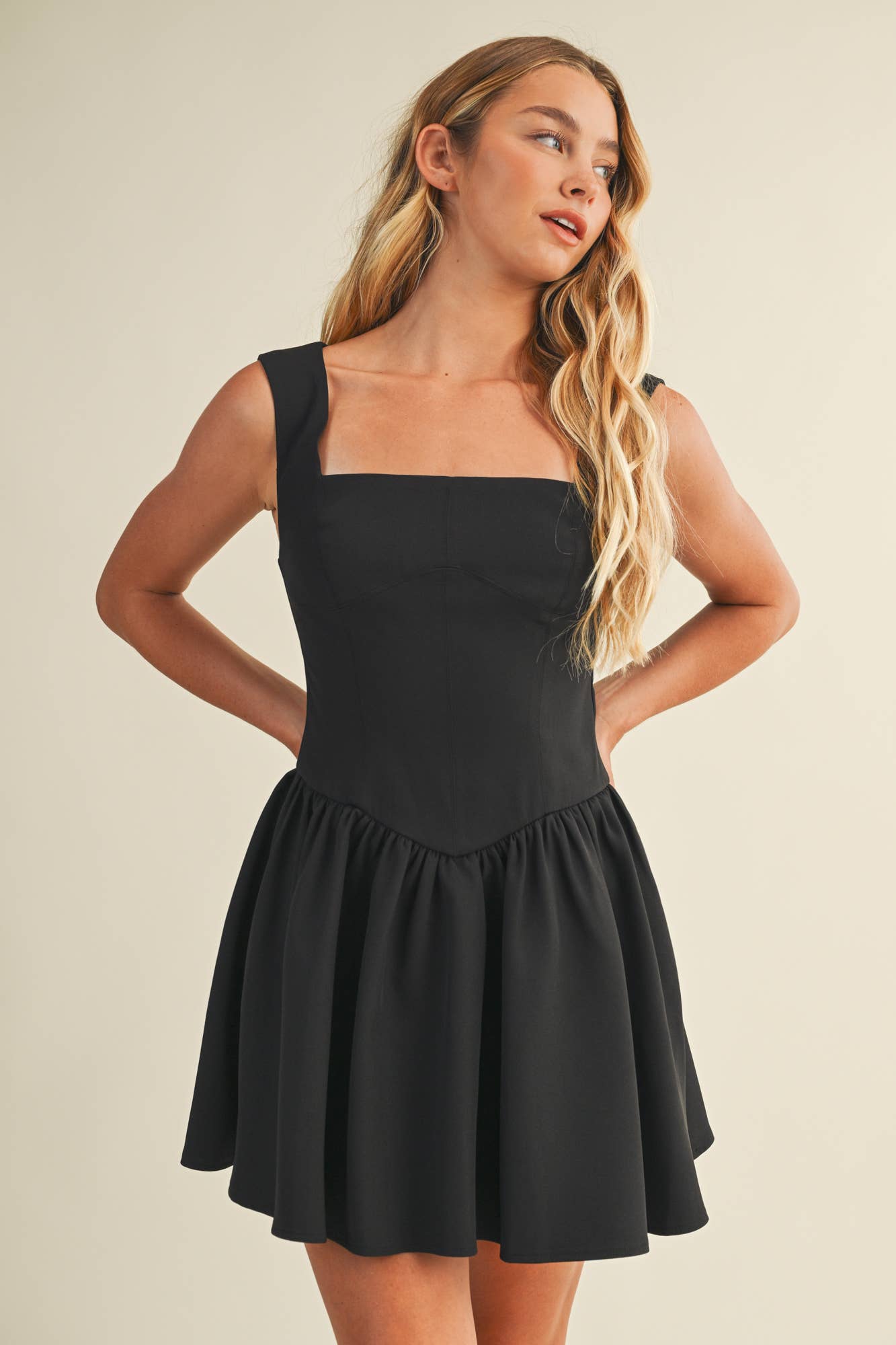 SQUARE NECK CORSET DRESS