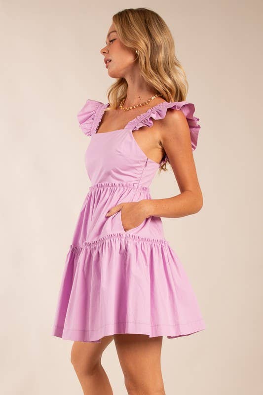 Lilac Tiered Dress with Ruffle Straps
