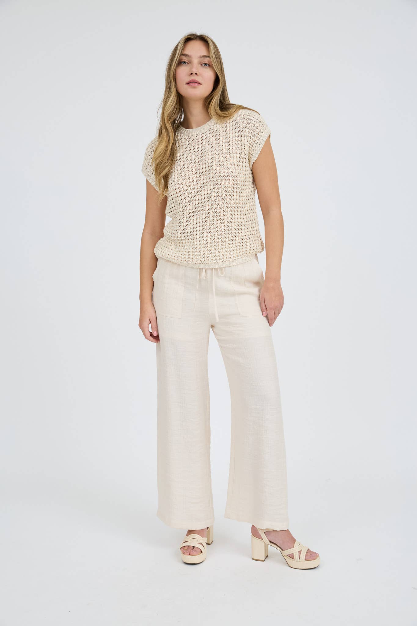 CROCHET KNIT BATWING SHORT SLEEVE SWEATER TOP