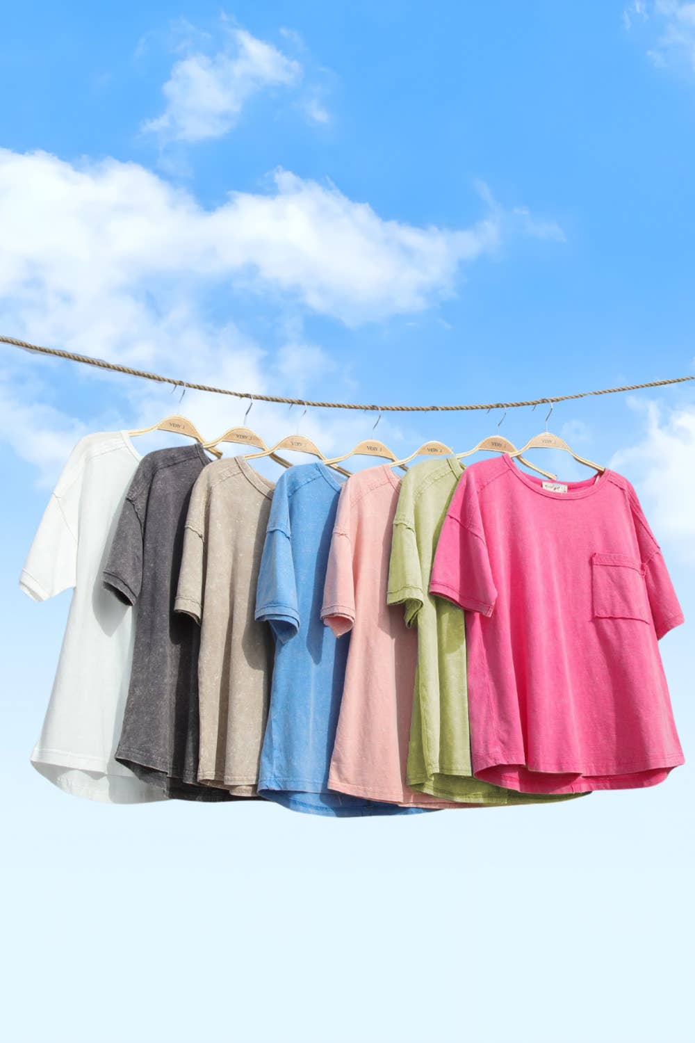 Mineral Washed Knit Top with Pocket white