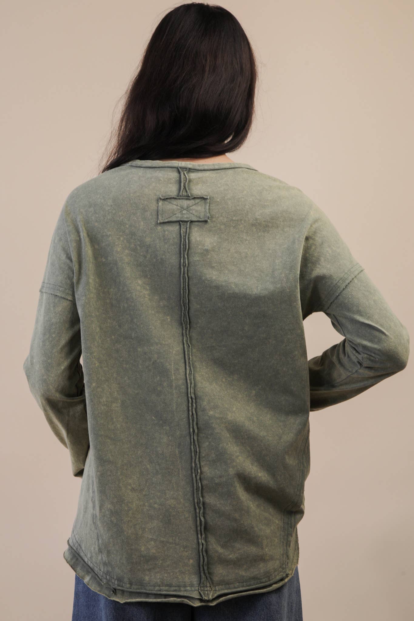 NT11817X-PLUS SIZE Mineral Washed Casual Knit Top