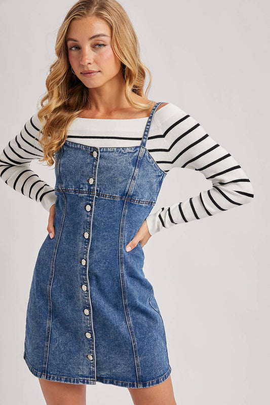 DENIM BUTTON DOWN MINI DRESS