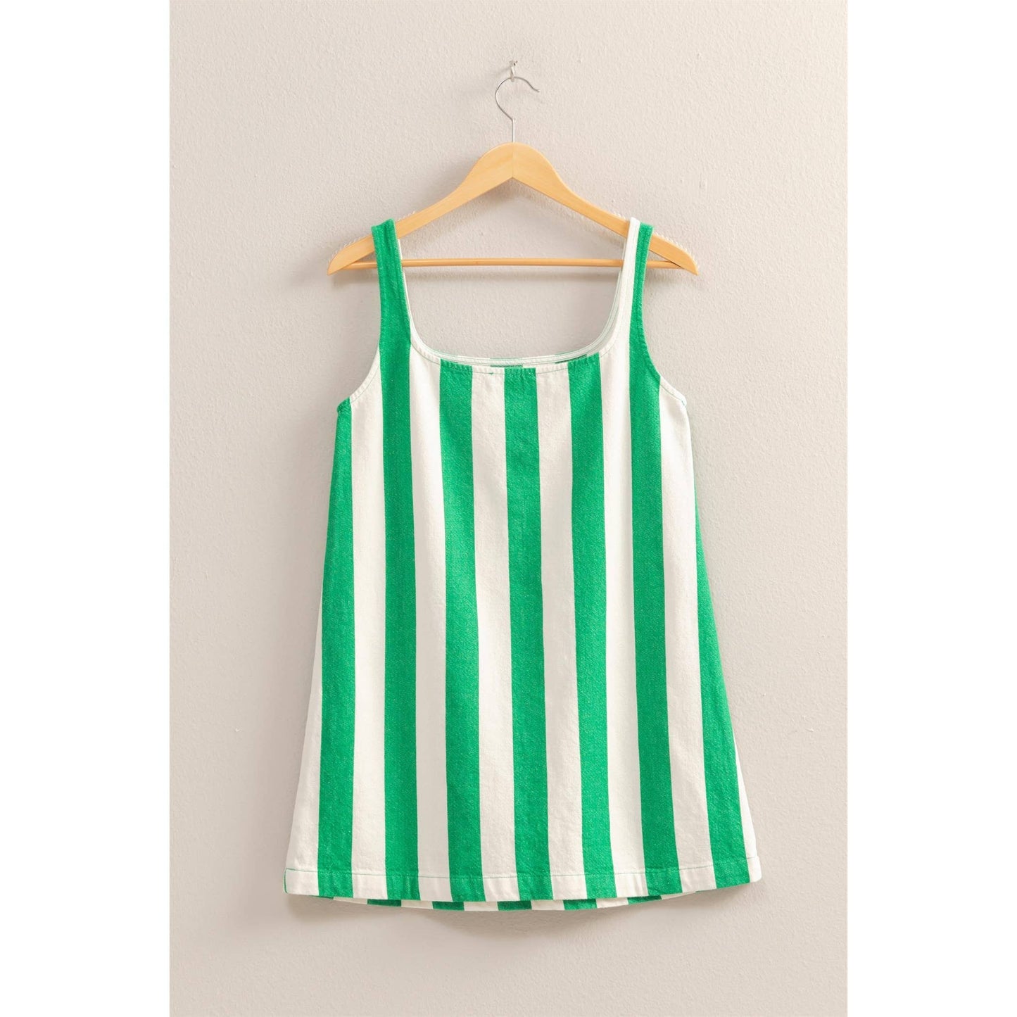 DZ25E182-Striped Square Neck Woven Mini Dress