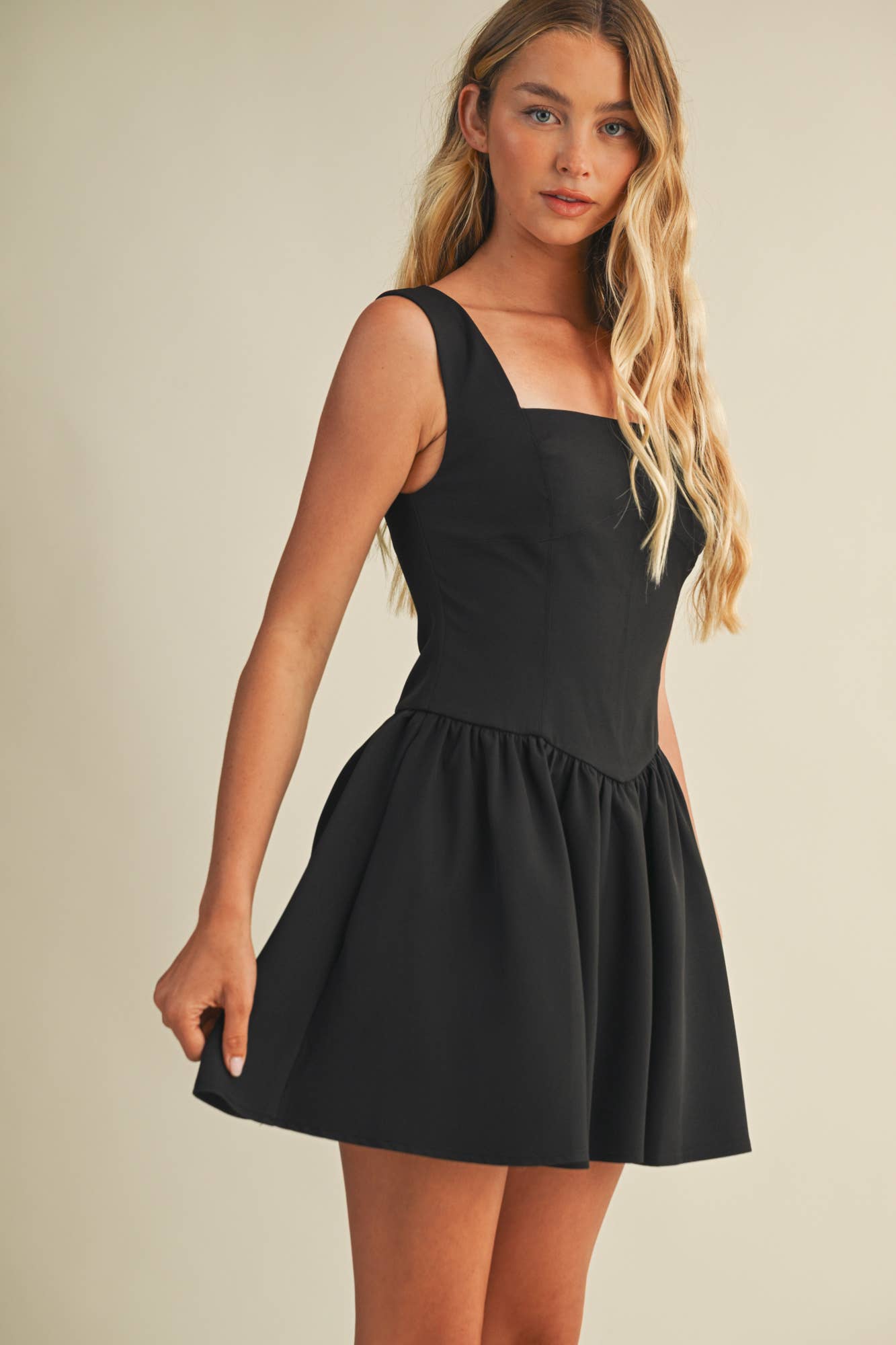 SQUARE NECK CORSET DRESS