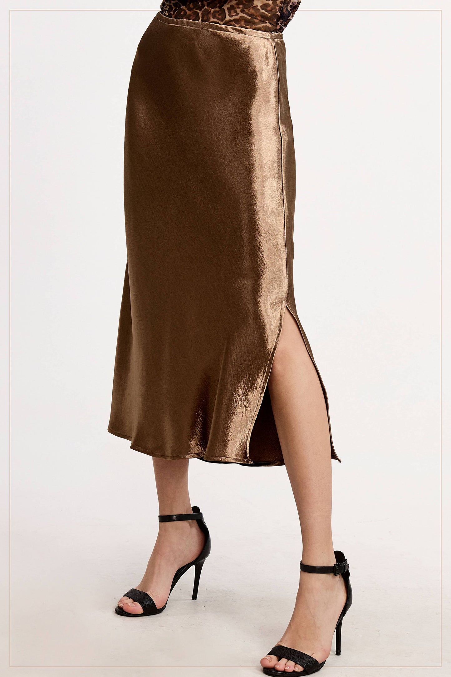 JBP4222-High-Waisted Midi Length Satin Effect Solid Skirt