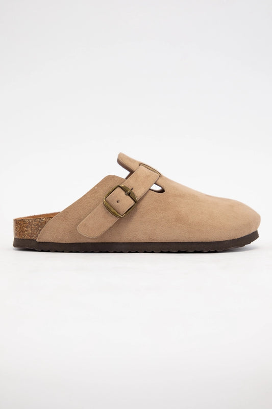 REGIS ROUND TOE CLOG SANDALS WITH BUCKLE DETAIL