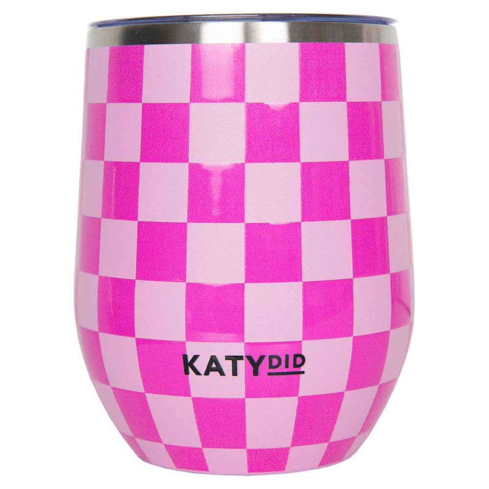 Pink Checker Wholesale Insulated Wine Tumbler