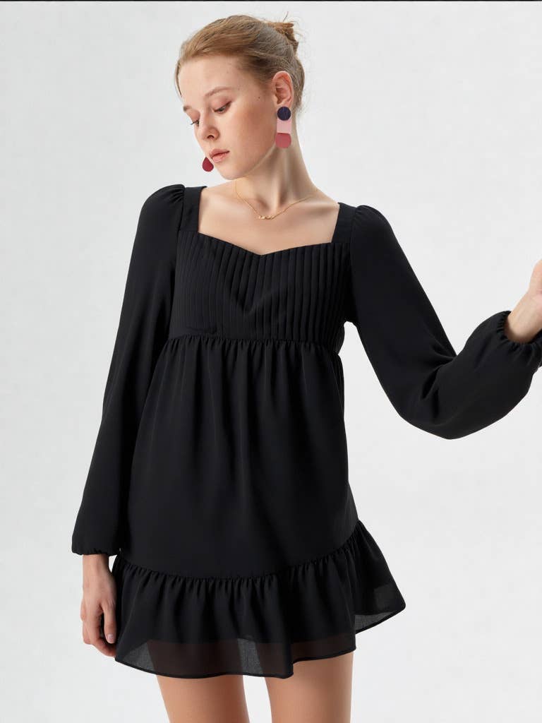 ND31020-Bust Pleated Backless Holiday Party Mini Dress