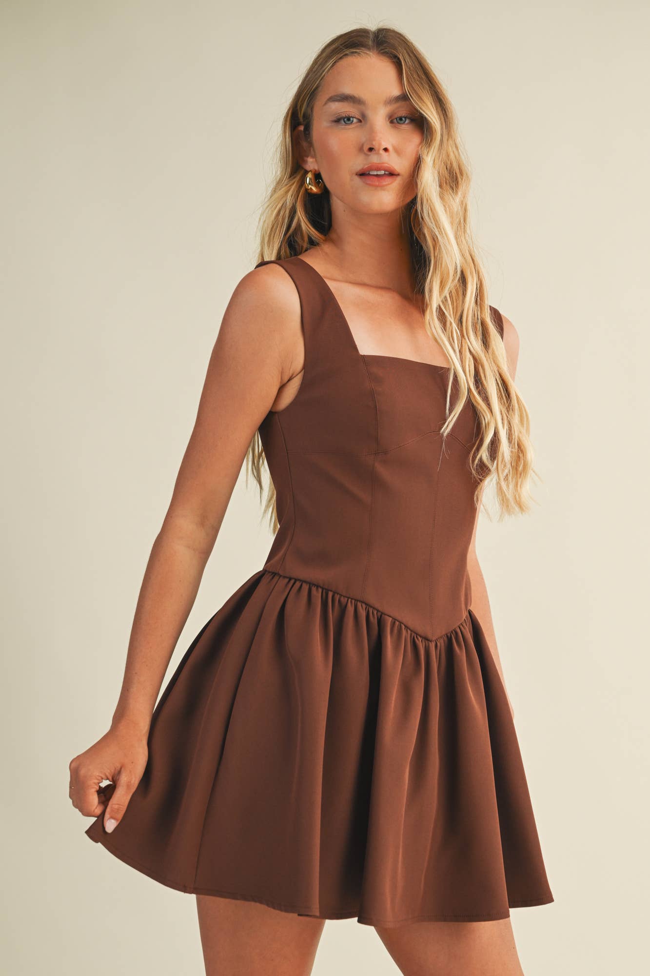 SQUARE NECK CORSET DRESS