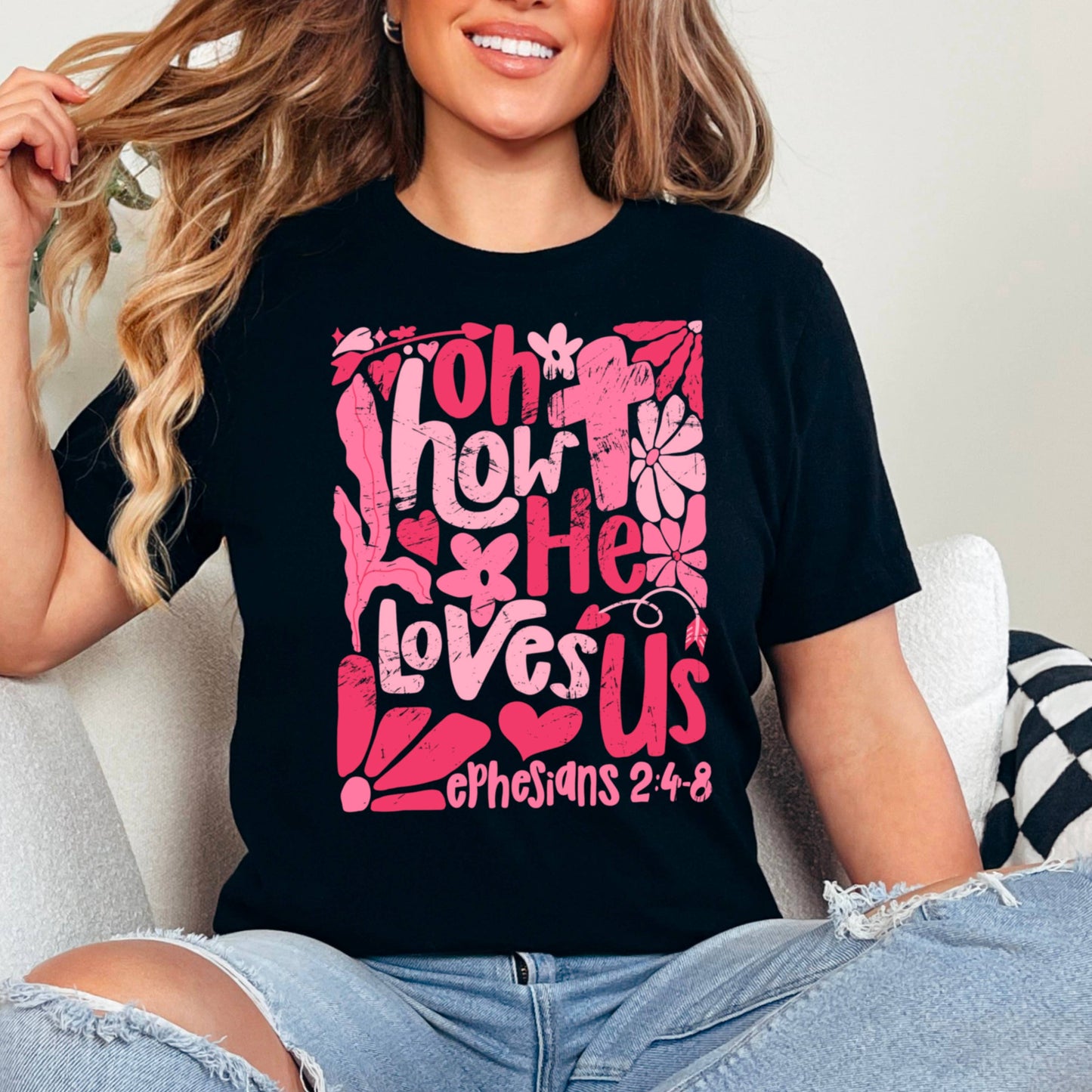 Oh How He Loves Us Christian Graphic Tee | Comfort Colors