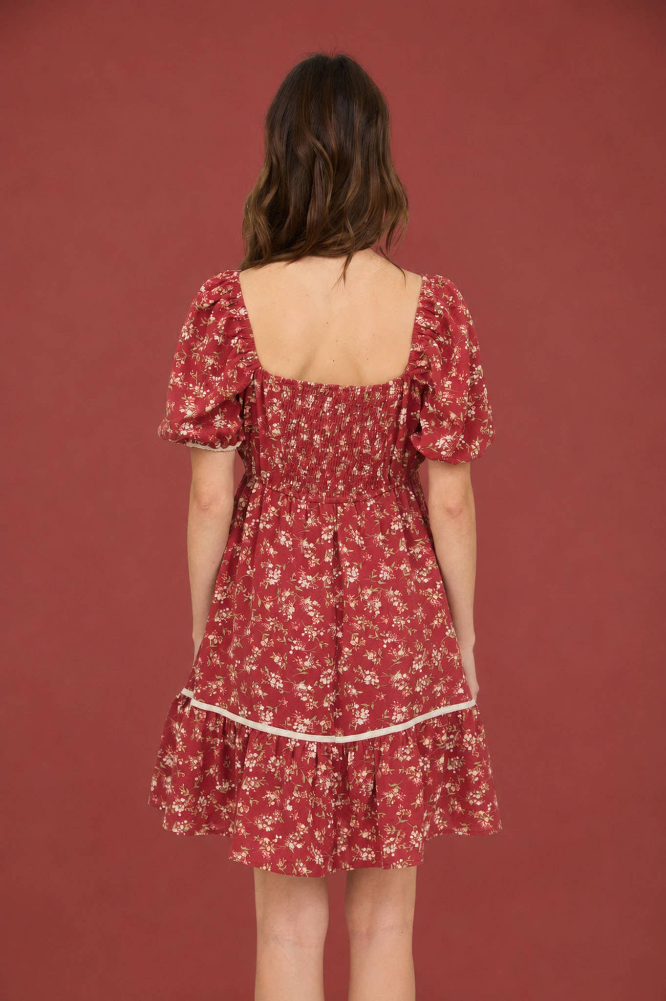 FLORAL CONTRAST TRIM DRESS