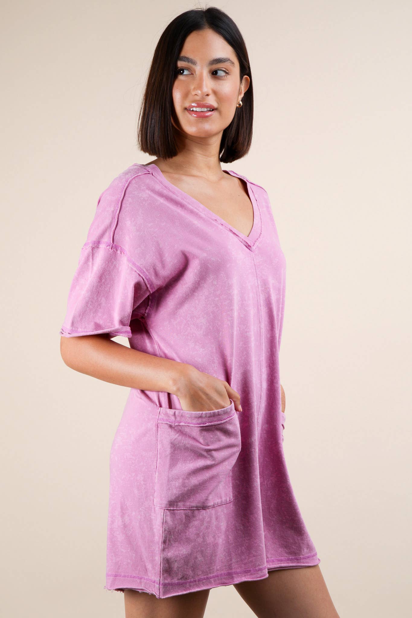 Mineral Washed Oversized Casual Knit Romper