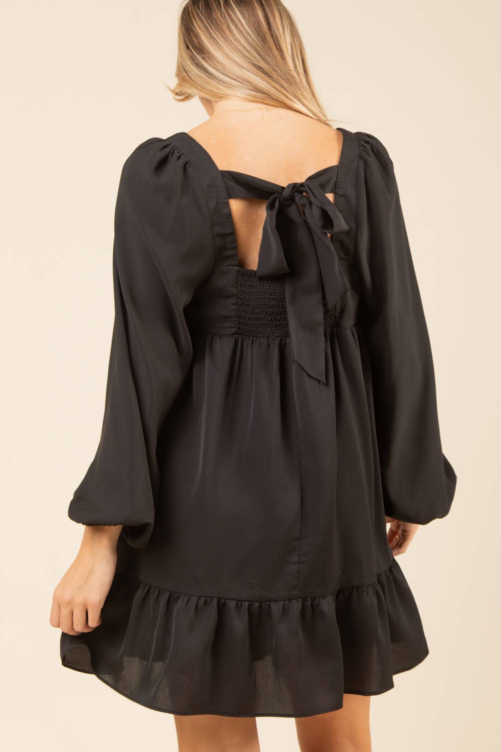 ND31020-Bust Pleated Backless Holiday Party Mini Dress