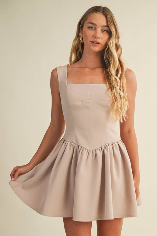 SQUARE NECK CORSET DRESS
