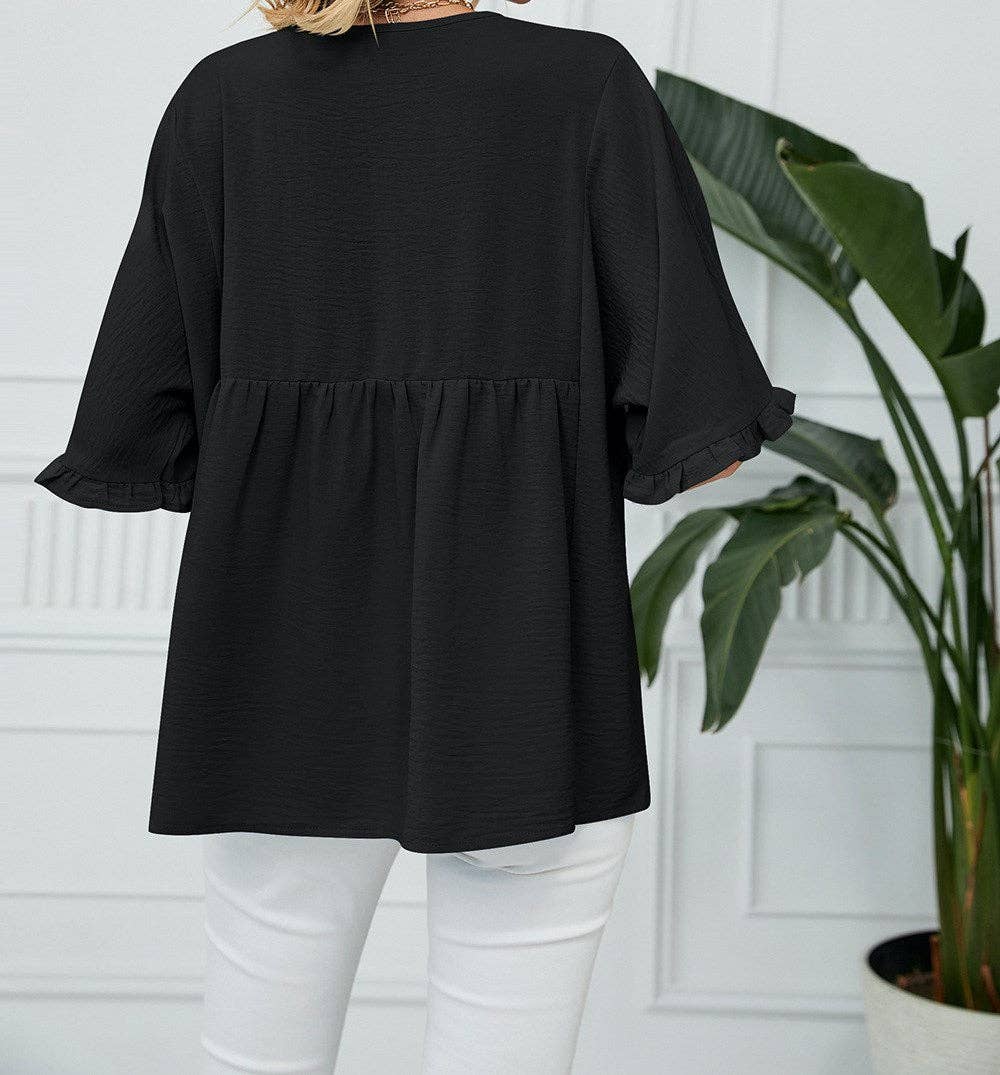 Textured Ruffled Gathered Top