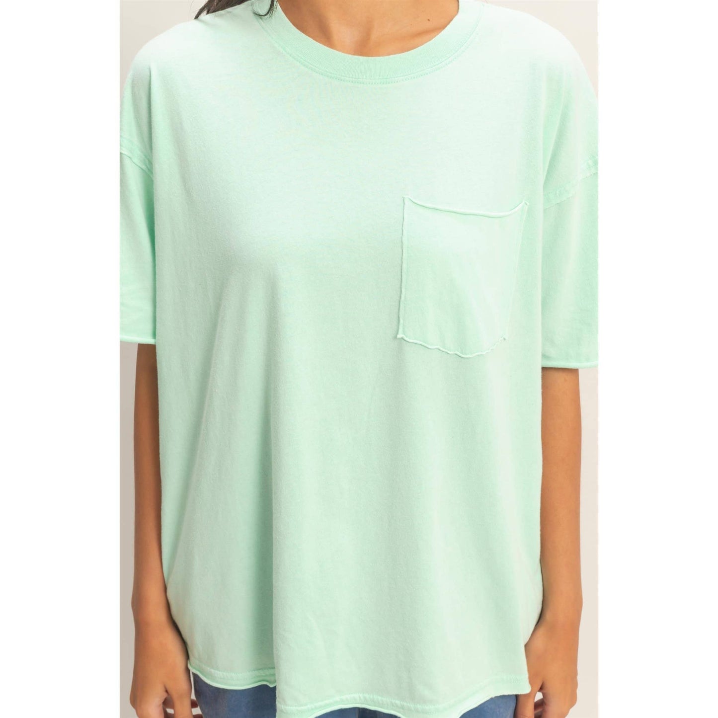 Washed Pocket Crew Neck T-Shirt