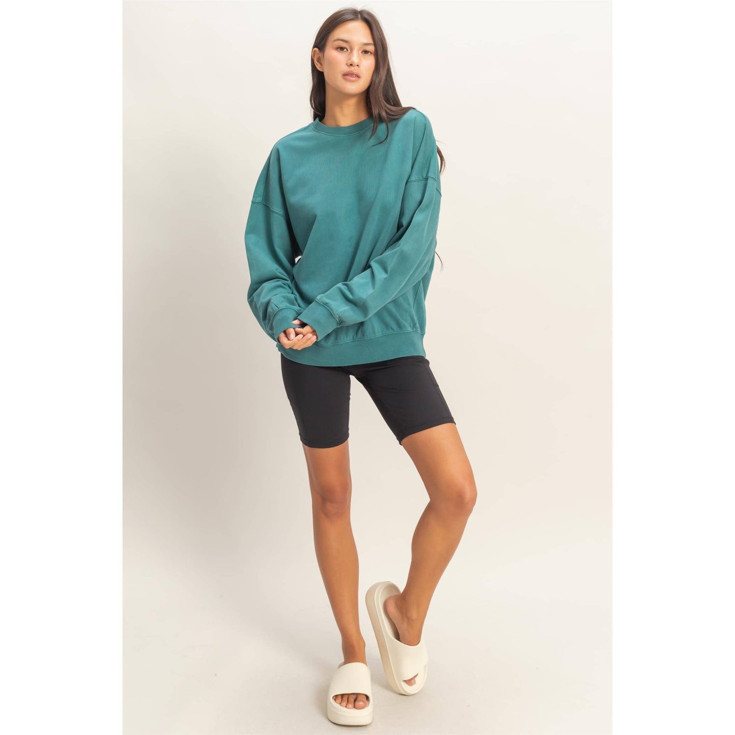 Ribbed Crew Neck Sweatshirt