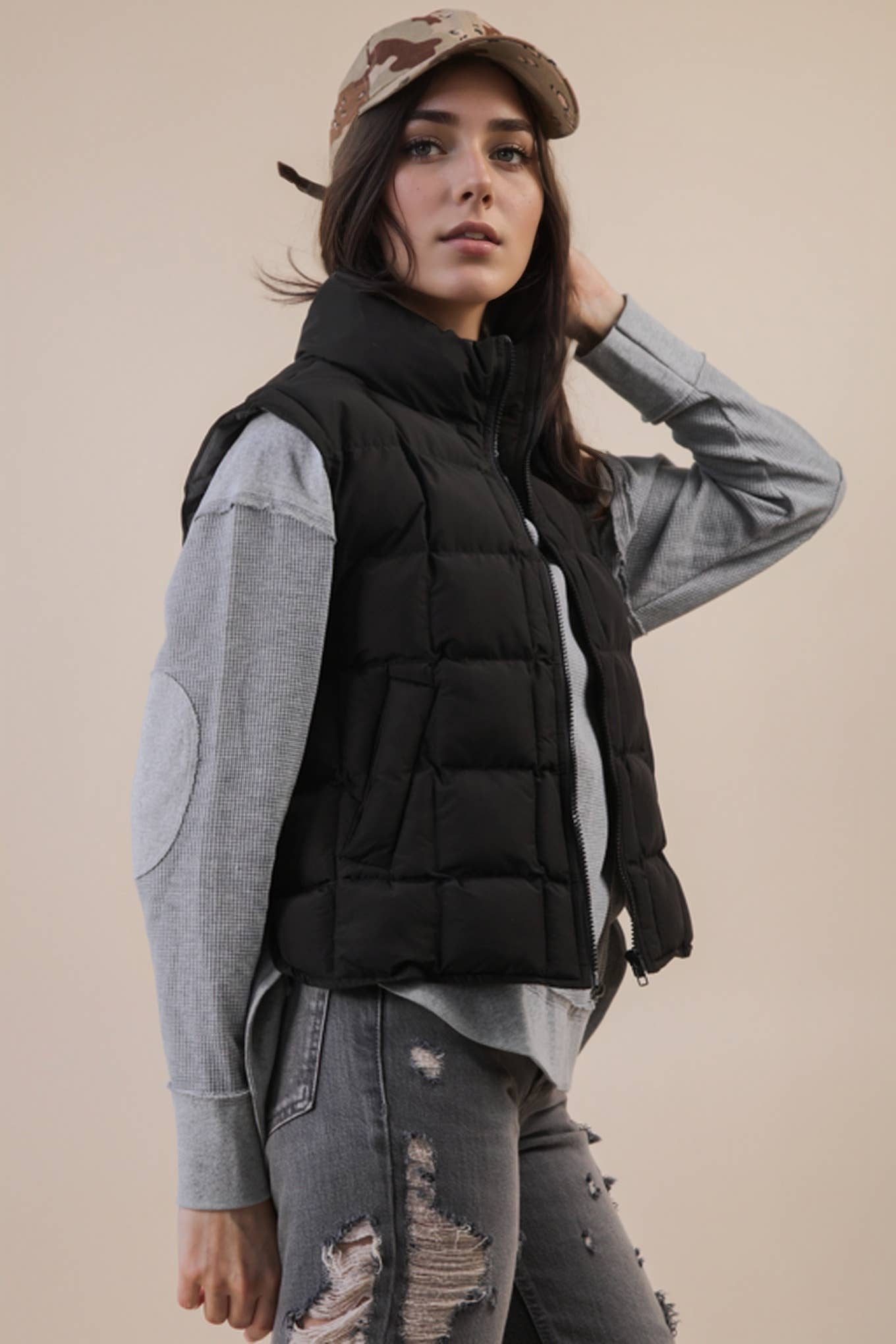 Solid & Leopard Puffer Padded Warm Vest