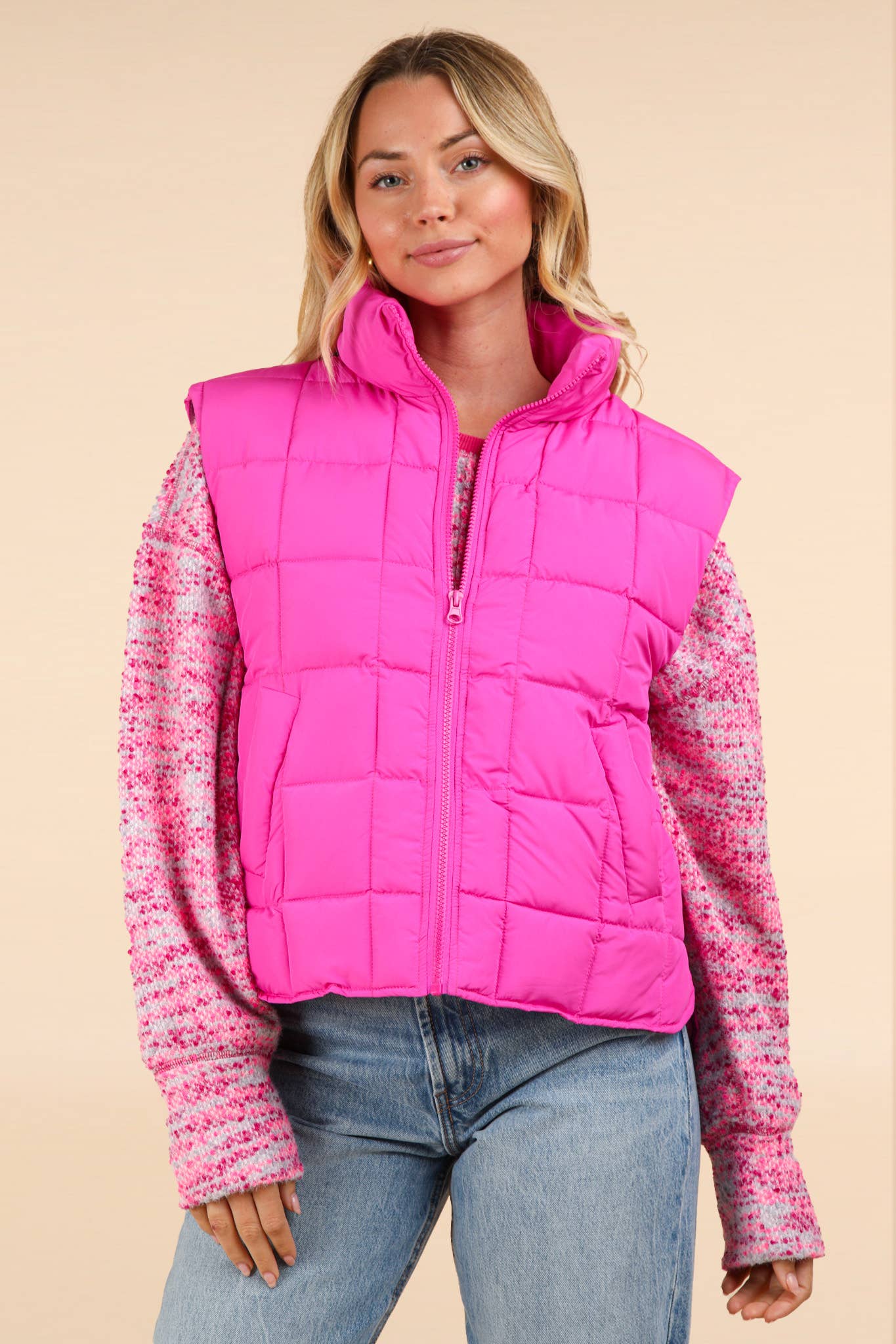 pink Puffer Padded Warm Vest