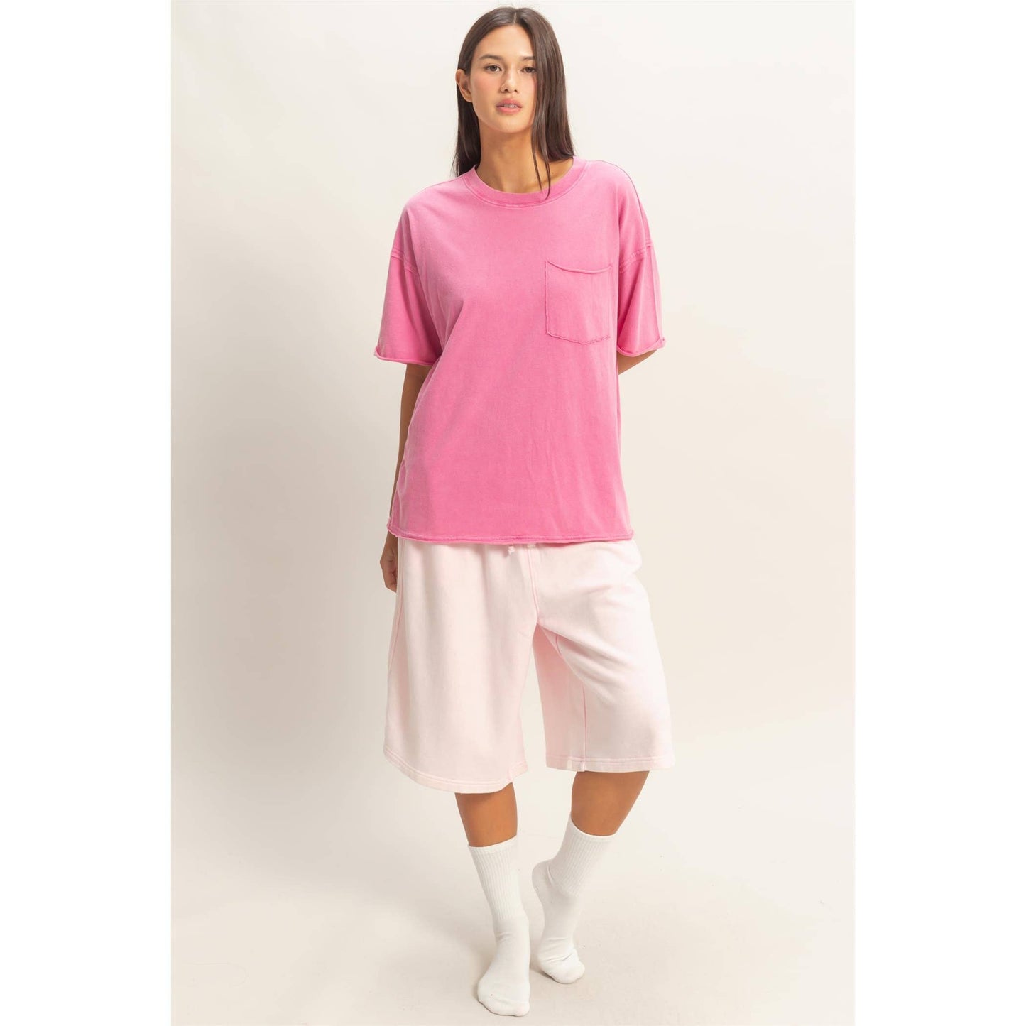 Washed Pocket Crew Neck T-Shirt