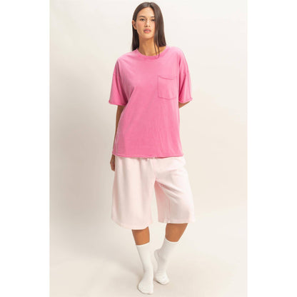 Washed Pocket Crew Neck T-Shirt