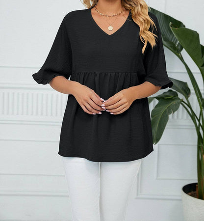 Textured Ruffled Gathered Top