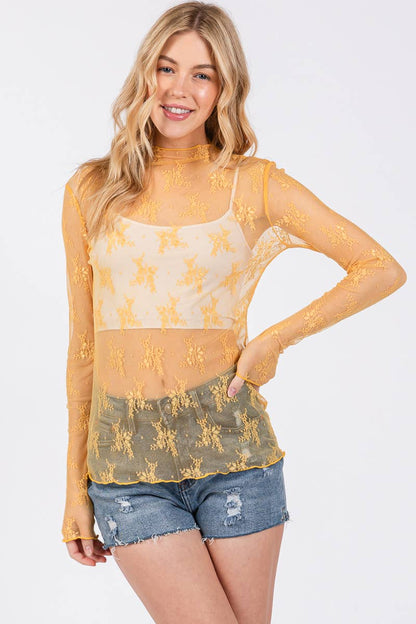 LONG SLEEVE FLORAL LACE TOP