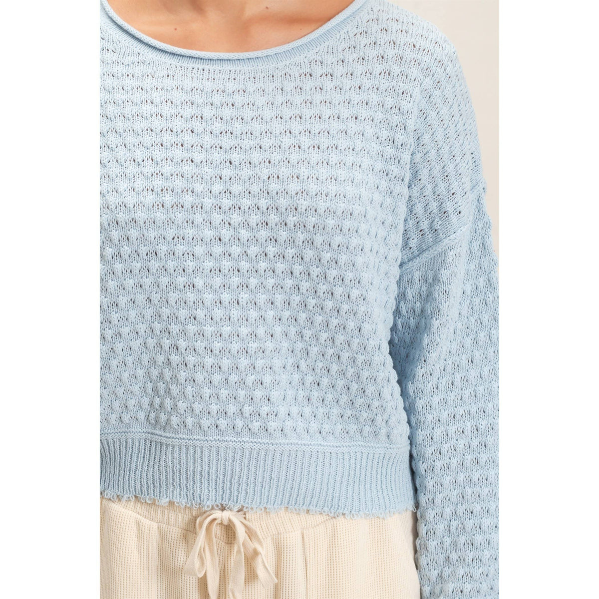 Textured Boat Neck Sweater