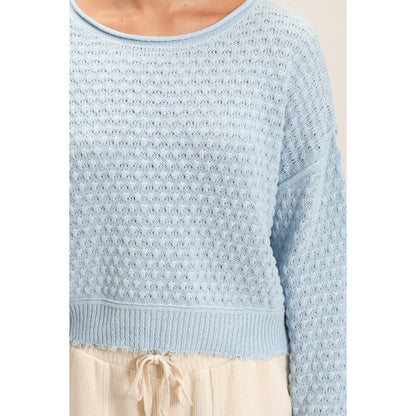 Textured Boat Neck Sweater